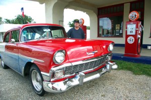 Ron Jones with his 1956 Chevy outside Afton Station