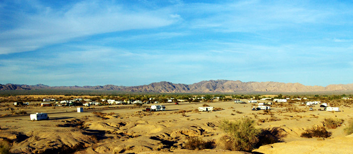 western edge of Slab City, seen from atop Salvation Mountain